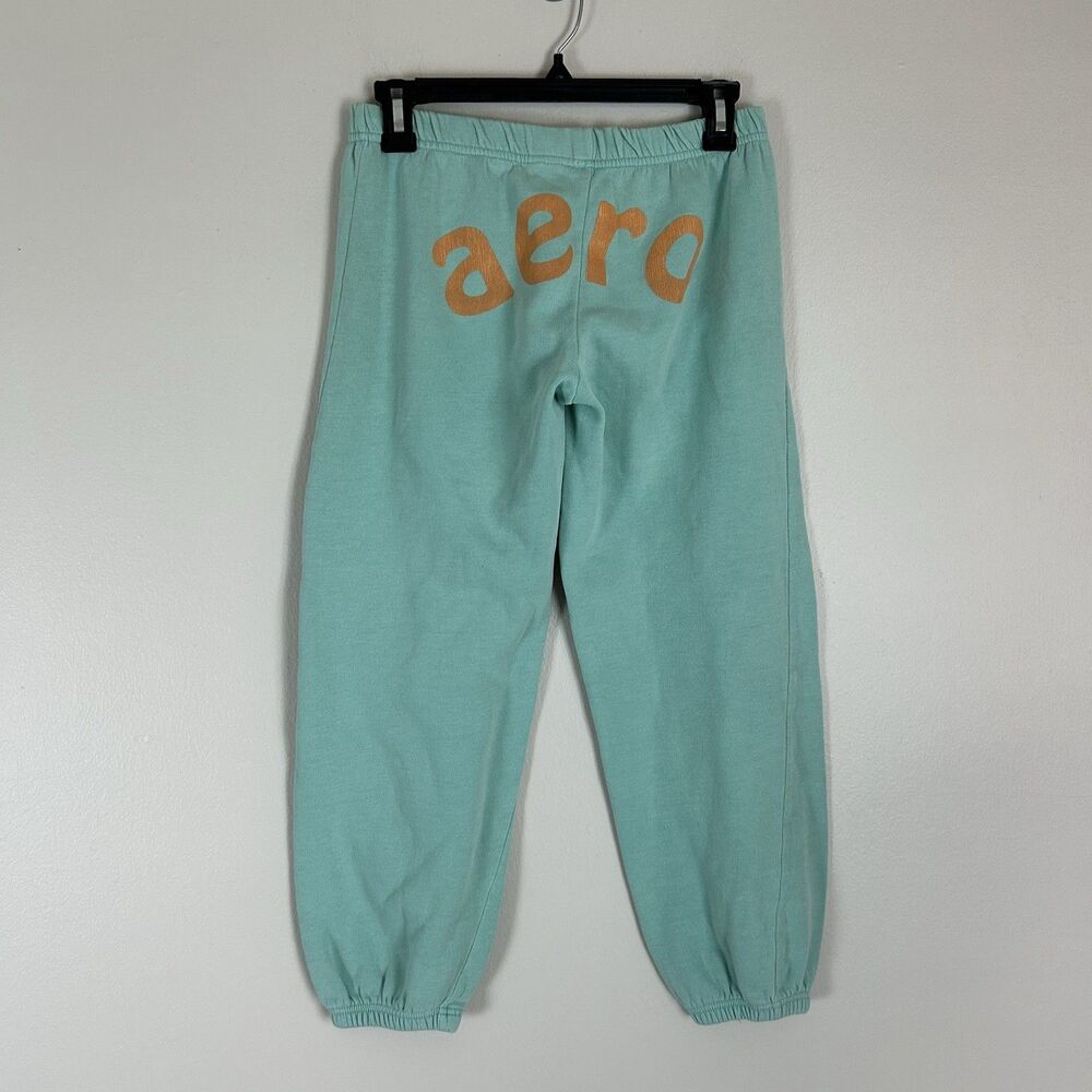 Aeropostale Aero Cropped Cotton Capris Joggers Sweatpants Womens XS Teal Y2K